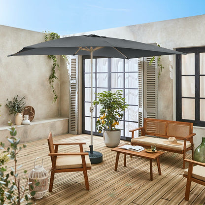  Parasol Wissant. 2x3m. Couleur Gris. Mât Central. Aluminium Anodisé Orientable. Manivelle D'ouverture