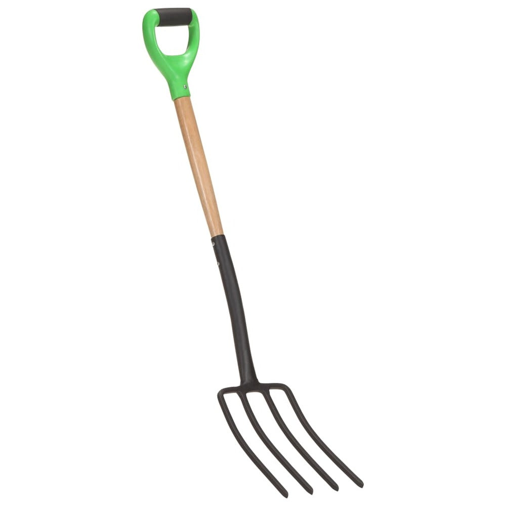 VIDAXL Fourche à Creuser De Jardin Avec Poignée En D Acier Et Bois Dur