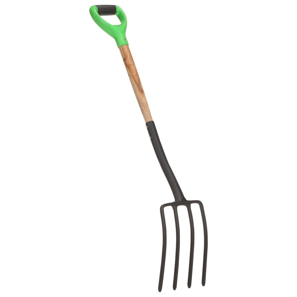 VIDAXL Fourche à Creuser De Jardin Avec Poignée En D Acier Et Bois Dur