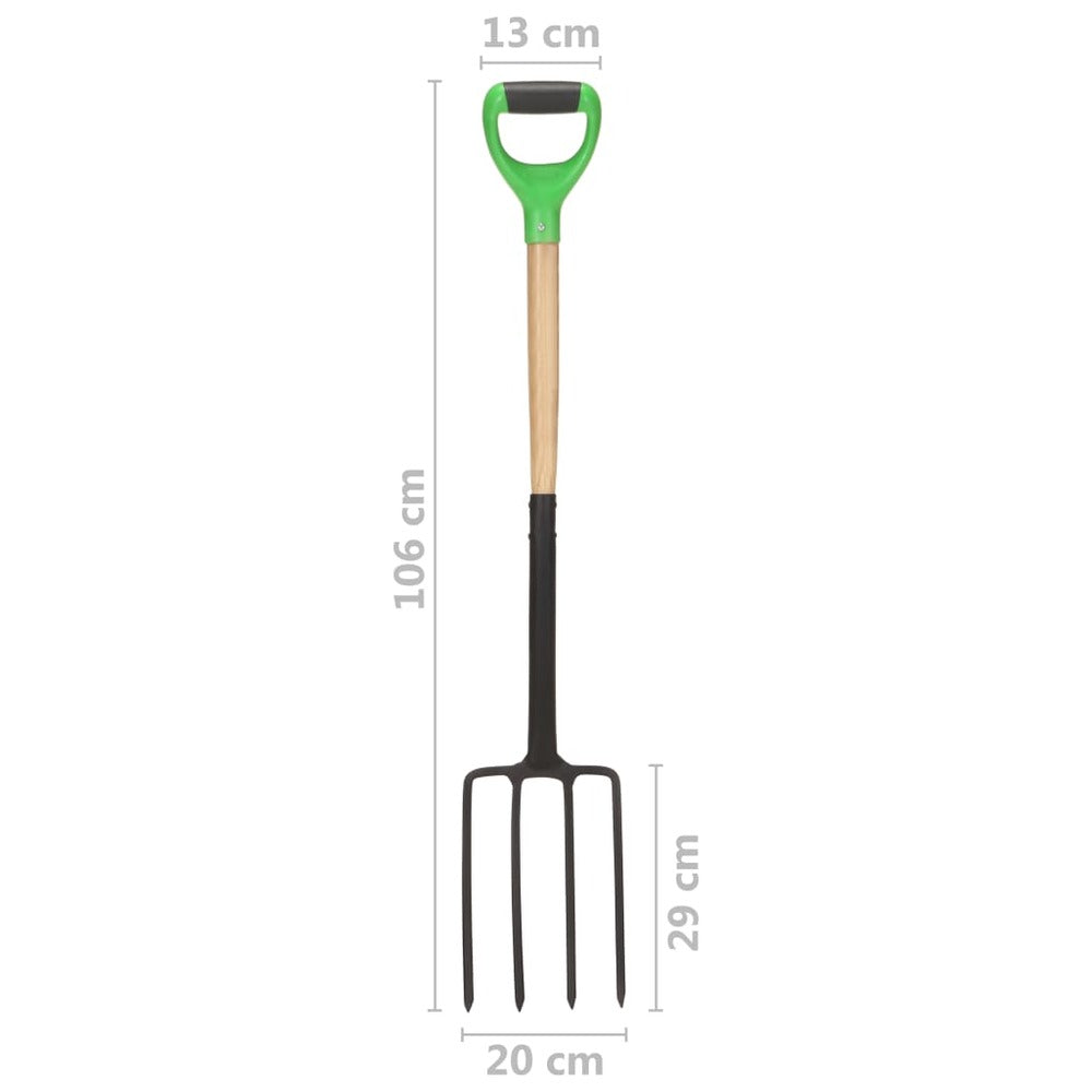 VIDAXL Fourche à Creuser De Jardin Avec Poignée En D Acier Et Bois Dur