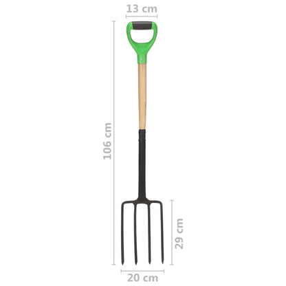 VIDAXL Fourche à Creuser De Jardin Avec Poignée En D Acier Et Bois Dur