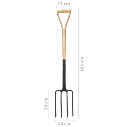VIDAXL Fourche à Creuser De Jardin Poignée En Yd Acier / Bois De Frêne