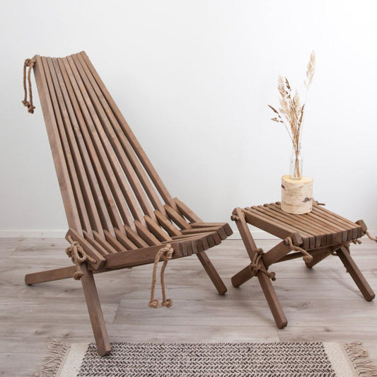  Chilienne En Bois Ecochair (coussin Offert) Aulne Gris