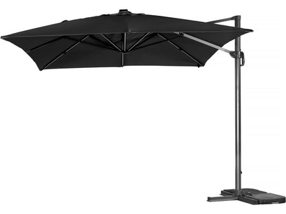  Parasol Jardin Déporté Led Alu "sun 3 Luxe" - Carré - 3 X 3 M - Coloris Noir - Dalles Lestées Incluses