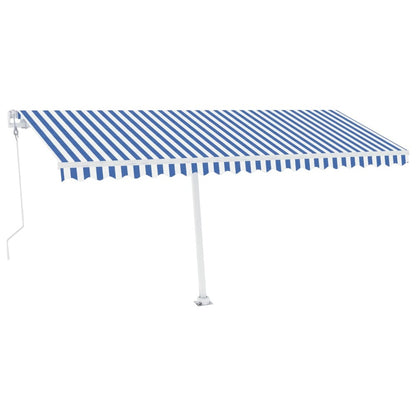 VIDAXL Auvent Automatique Capteur De Vent/led 500x300 Cm Bleu Et Blanc