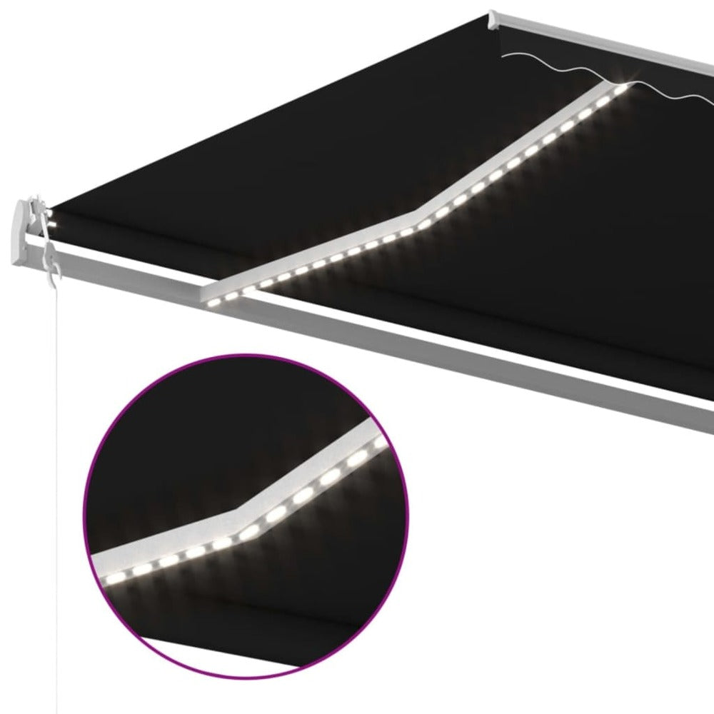 VIDAXL Auvent Automatique Capteur De Vent Et Led 500x350 Cm Anthracite