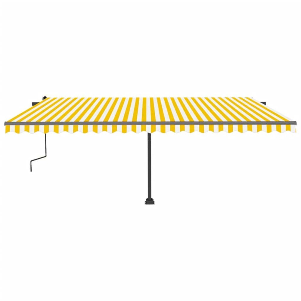 VIDAXL Auvent Manuel Rétractable Avec Led 500x300 Cm Jaune Et Blanc