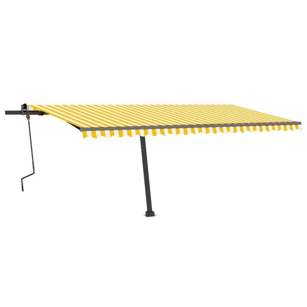 VIDAXL Auvent Manuel Rétractable Avec Led 500x300 Cm Jaune Et Blanc