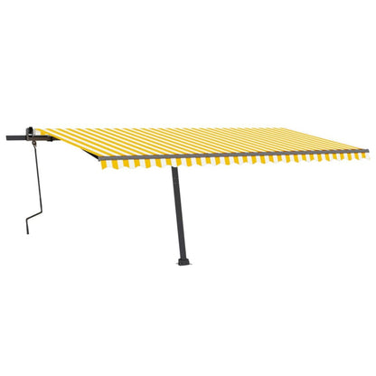 VIDAXL Auvent Manuel Rétractable Avec Led 500x300 Cm Jaune Et Blanc