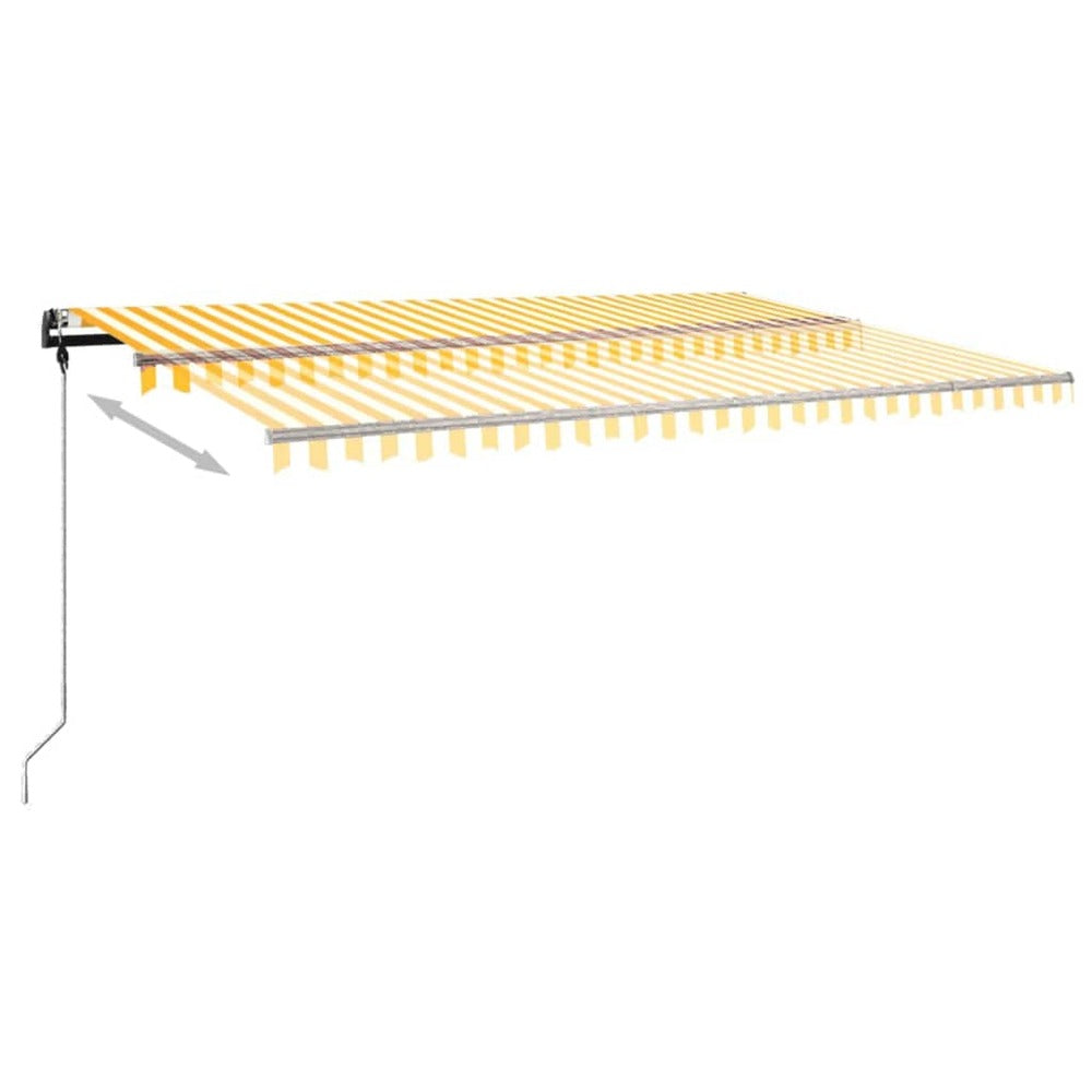 VIDAXL Auvent Manuel Rétractable Avec Led 500x300 Cm Jaune Et Blanc
