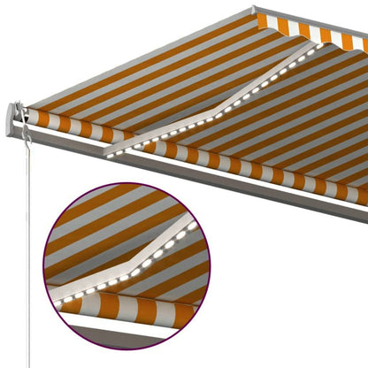 VIDAXL Auvent Manuel Rétractable Avec Led 500x300 Cm Jaune Et Blanc