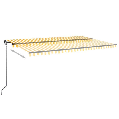 VIDAXL Auvent Manuel Rétractable 500x300 Cm Jaune Et Blanc