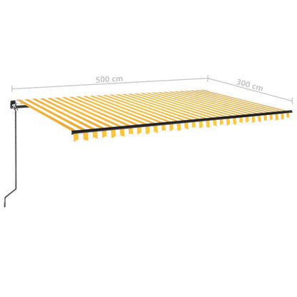 VIDAXL Auvent Manuel Rétractable 500x300 Cm Jaune Et Blanc
