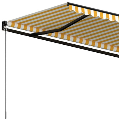 VIDAXL Auvent Manuel Rétractable 500x300 Cm Jaune Et Blanc