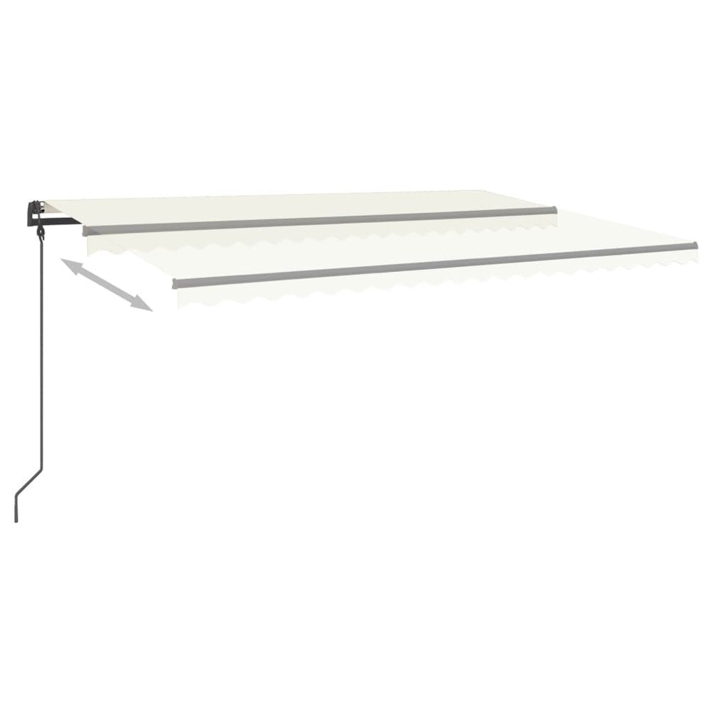 VIDAXL Auvent Manuel Rétractable Avec Poteaux 5x3,5 M Crème