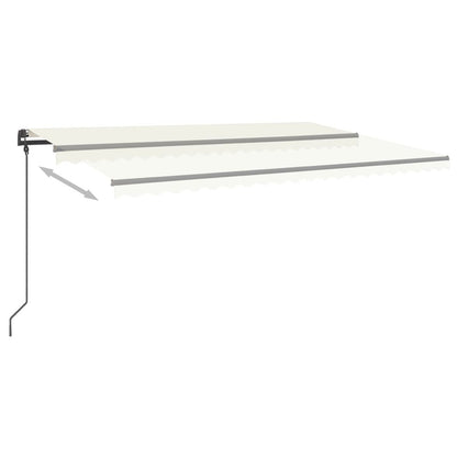 VIDAXL Auvent Manuel Rétractable Avec Poteaux 5x3,5 M Crème