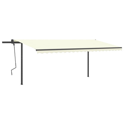 VIDAXL Auvent Manuel Rétractable Avec Poteaux 5x3,5 M Crème