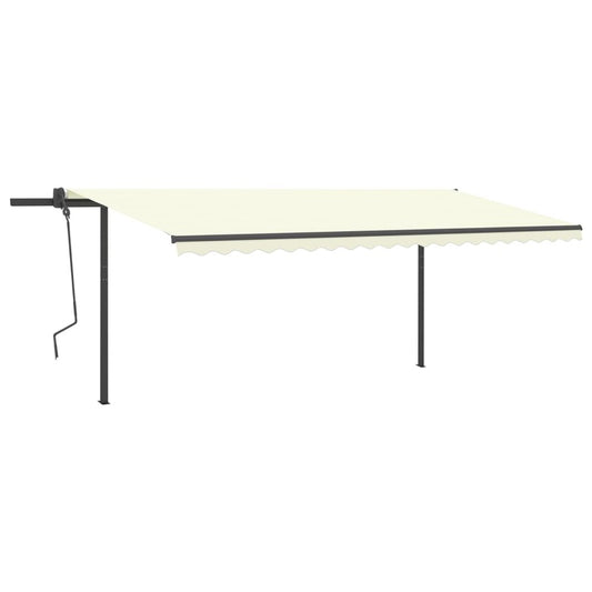VIDAXL Auvent Manuel Rétractable Avec Poteaux 5x3,5 M Crème