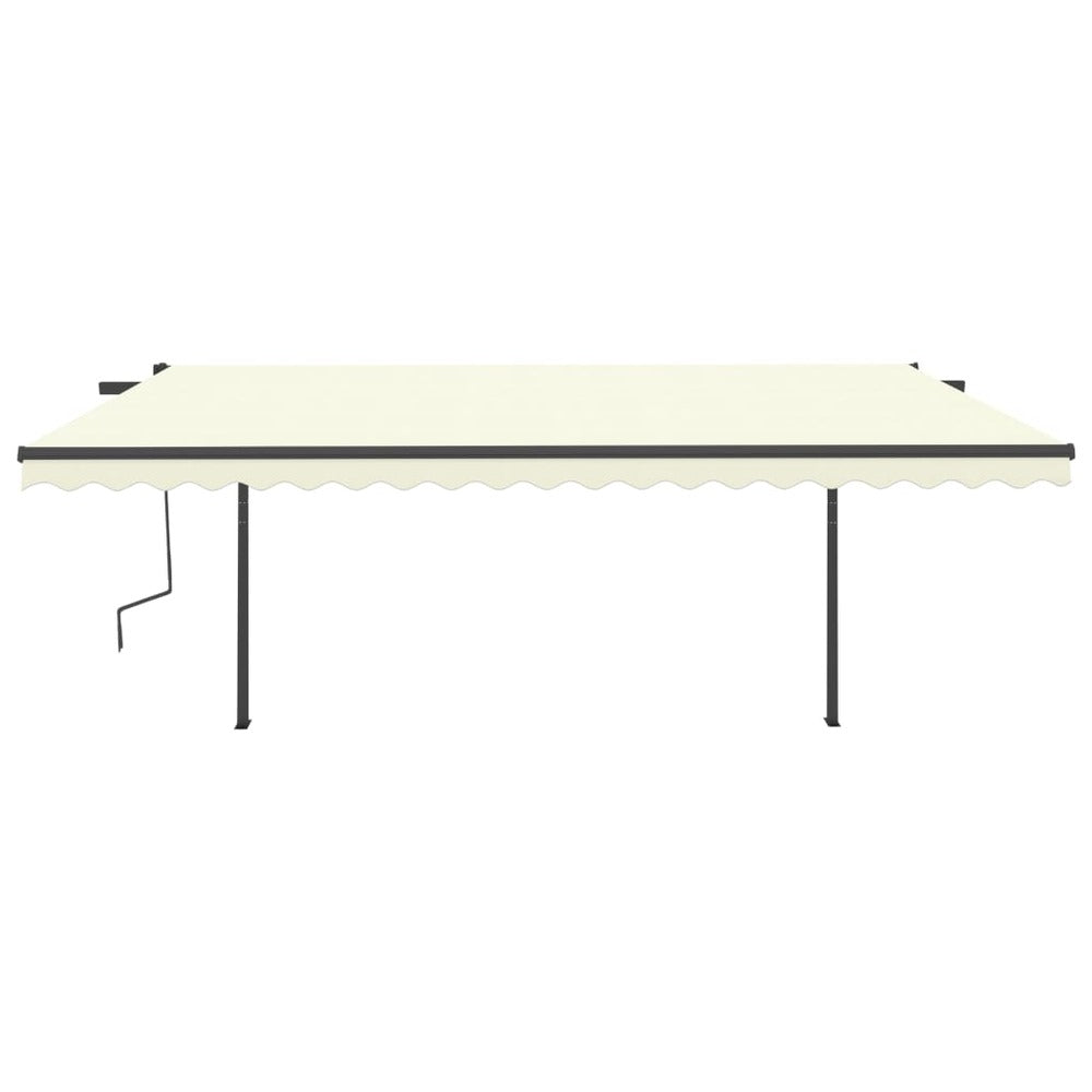 VIDAXL Auvent Manuel Rétractable Avec Poteaux 5x3,5 M Crème
