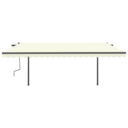 VIDAXL Auvent Manuel Rétractable Avec Poteaux 5x3,5 M Crème