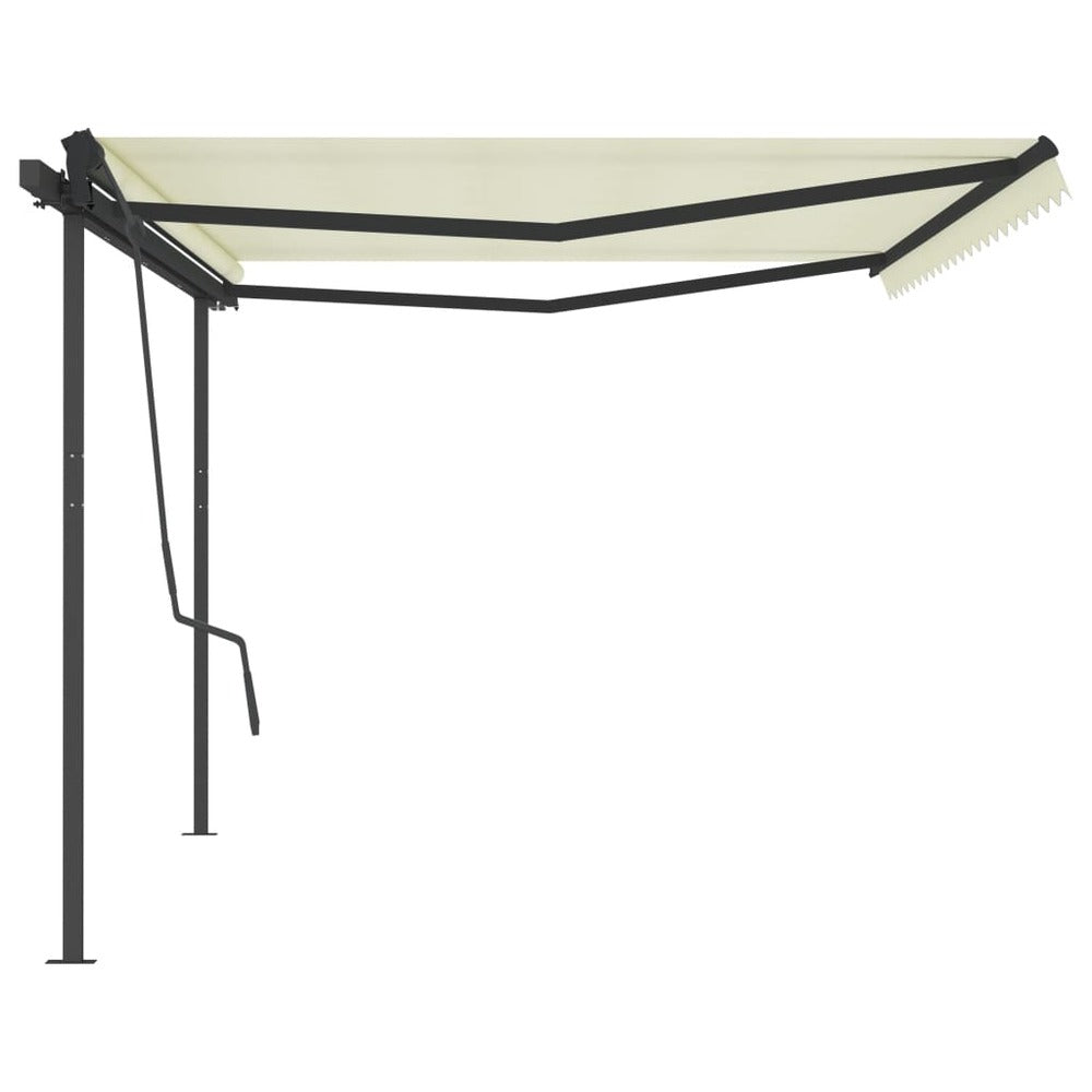 VIDAXL Auvent Manuel Rétractable Avec Poteaux 5x3,5 M Crème