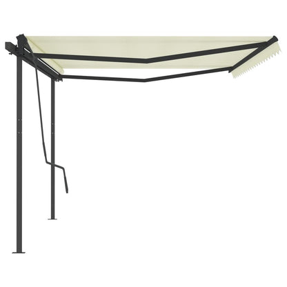VIDAXL Auvent Manuel Rétractable Avec Poteaux 5x3,5 M Crème