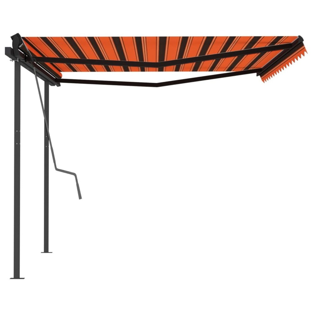 VIDAXL Auvent Automatique Rétractable Poteaux 4x3,5 M Orange Marron