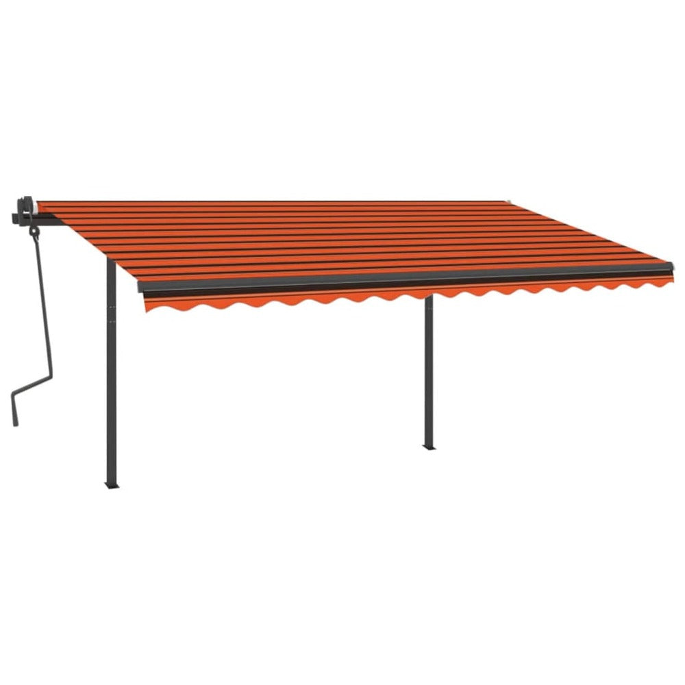 VIDAXL Auvent Automatique Rétractable Poteaux 4x3,5 M Orange Marron