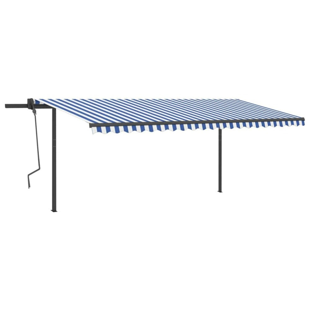 VIDAXL Auvent Manuel Rétractable Avec Poteaux 5x3 M Bleu Et Blanc