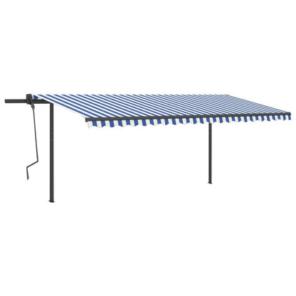VIDAXL Auvent Manuel Rétractable Avec Poteaux 5x3 M Bleu Et Blanc
