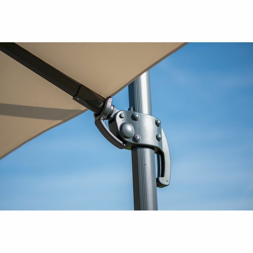  Parasol Déporté Gris Clair + Dalle Et Housse L400xh272xl300 - Jules - Cezare
