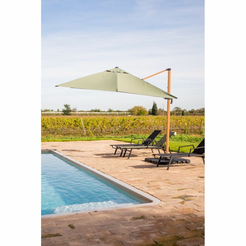  Parasol Déporté Sauge + Dalle Et Housse L400xh272xl300 - Gabin - Cezare