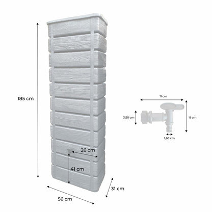  Récupérateur D'eau Mural Grandval 300l Imitation Bois Anthracite Avec Kit Raccord Chéneau Inclus
