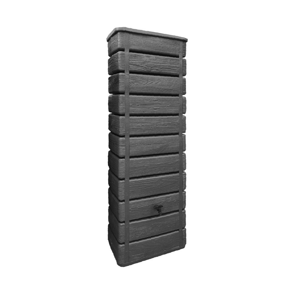  Récupérateur D'eau Mural Grandval 300l Imitation Bois Anthracite Avec Kit Raccord Chéneau Inclus