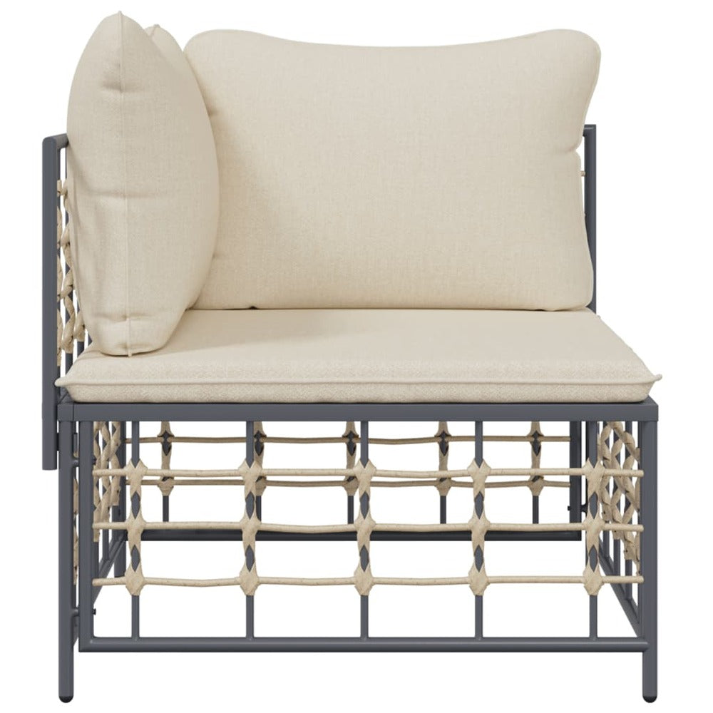 VIDAXL Canapé D'angle De Jardin Avec Coussin Beige Résine Tressée