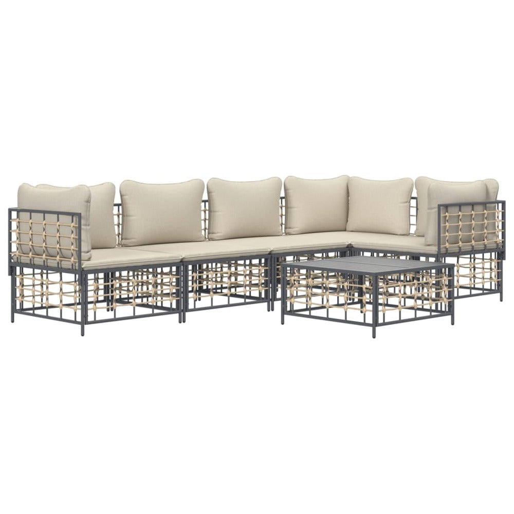 VIDAXL Salon De Jardin 6 Pcs Avec Coussins Anthracite Résine Tressée