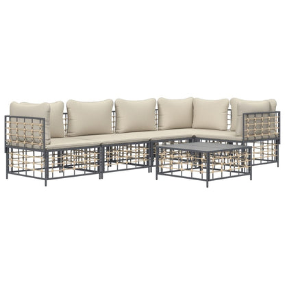 VIDAXL Salon De Jardin 6 Pcs Avec Coussins Anthracite Résine Tressée