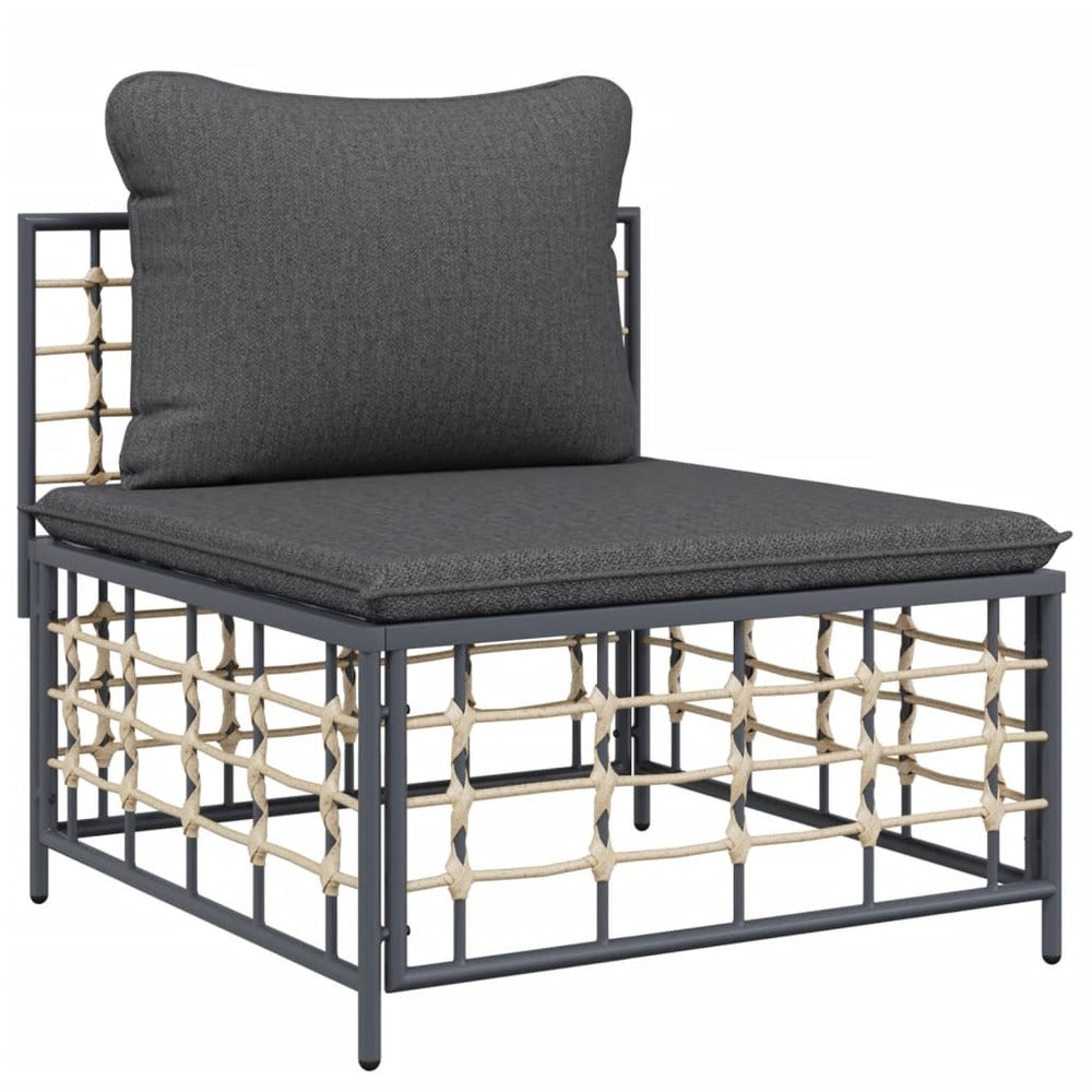 VIDAXL Canapé Central De Jardin Avec Coussin Gris Foncé Résine Tressée