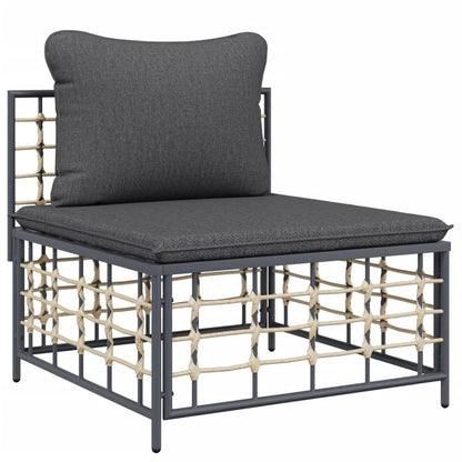 VIDAXL Canapé Central De Jardin Avec Coussin Gris Foncé Résine Tressée
