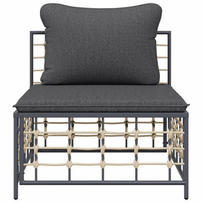 VIDAXL Canapé Central De Jardin Avec Coussin Gris Foncé Résine Tressée