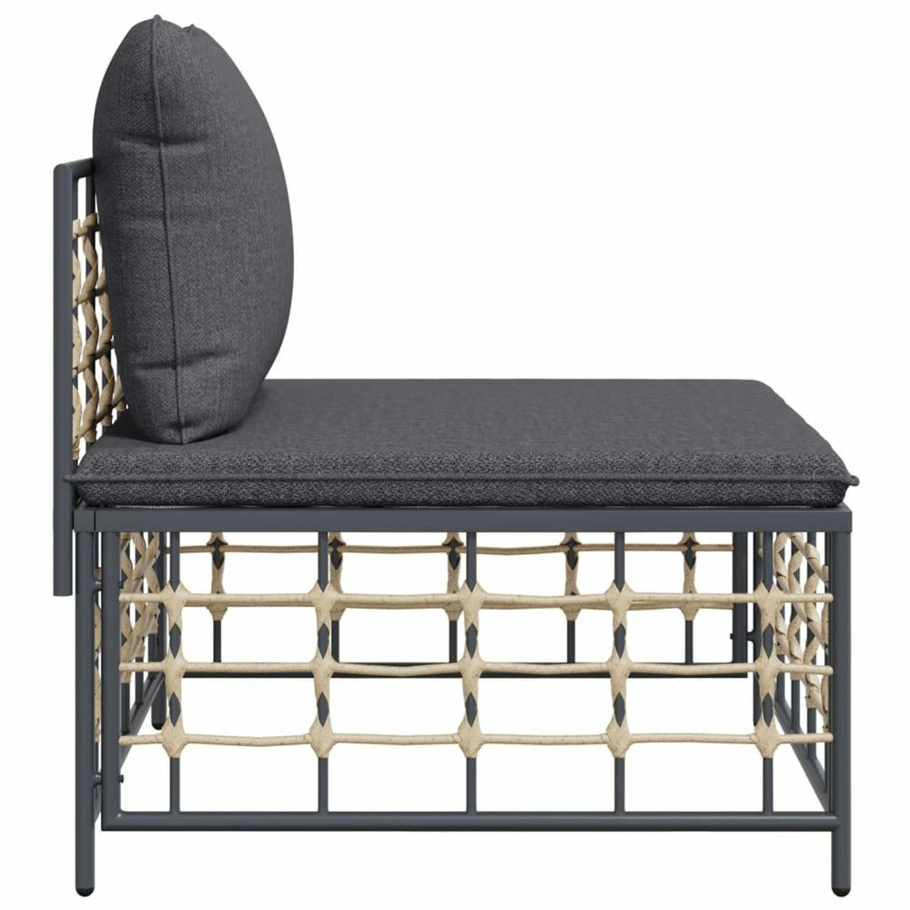 VIDAXL Canapé Central De Jardin Avec Coussin Gris Foncé Résine Tressée