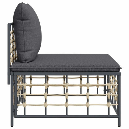 VIDAXL Canapé Central De Jardin Avec Coussin Gris Foncé Résine Tressée