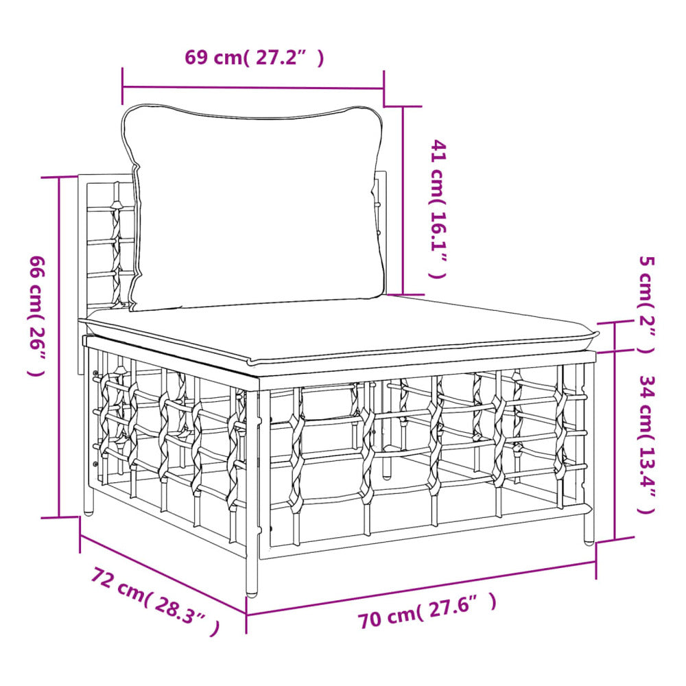 VIDAXL Canapé Central De Jardin Avec Coussin Gris Foncé Résine Tressée