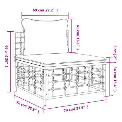 VIDAXL Canapé Central De Jardin Avec Coussin Gris Foncé Résine Tressée
