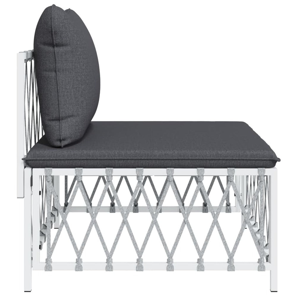 VIDAXL Canapé Central De Jardin Avec Coussins Blanc Tissu Tissé