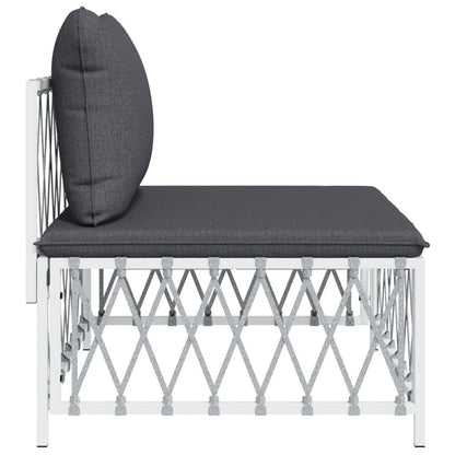 VIDAXL Canapé Central De Jardin Avec Coussins Blanc Tissu Tissé