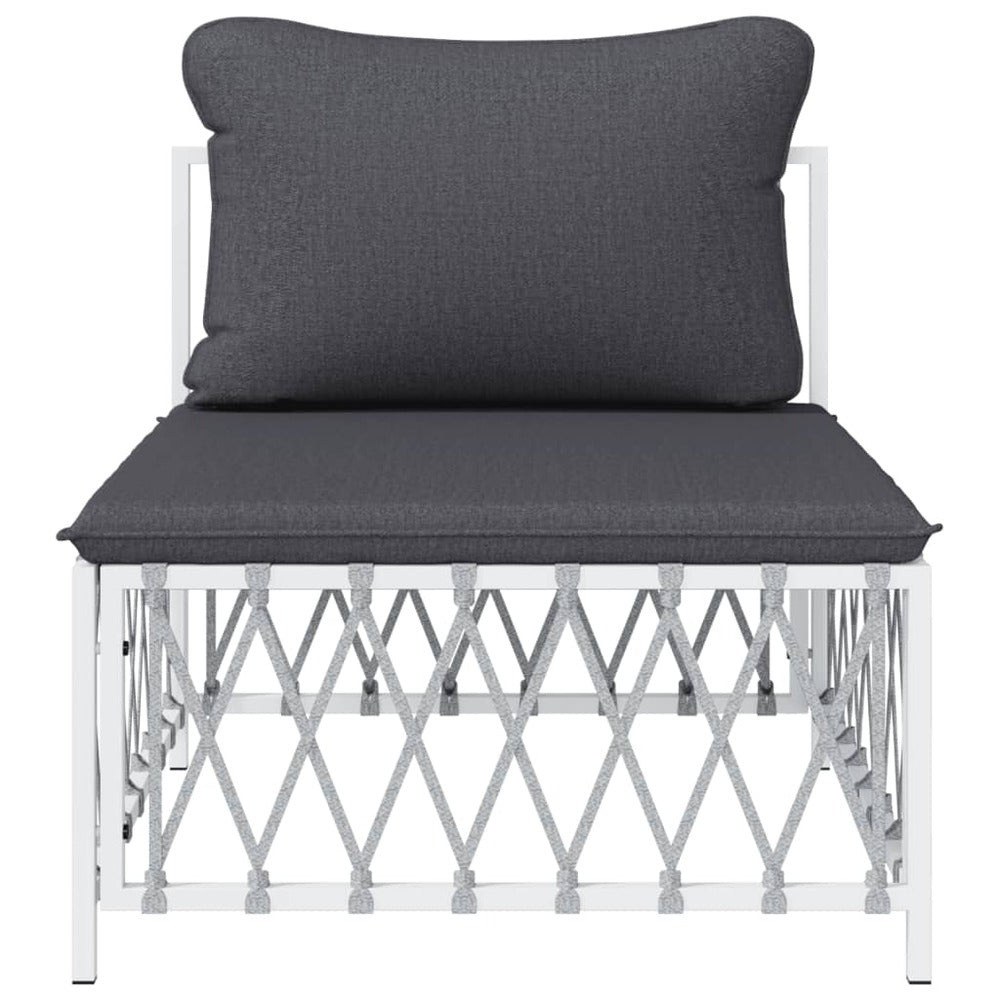 VIDAXL Canapé Central De Jardin Avec Coussins Blanc Tissu Tissé