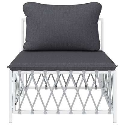 VIDAXL Canapé Central De Jardin Avec Coussins Blanc Tissu Tissé