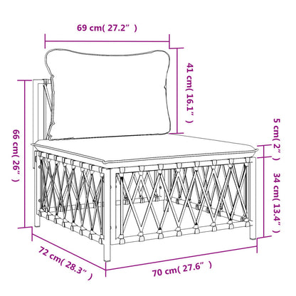 VIDAXL Canapé Central De Jardin Avec Coussins Blanc Tissu Tissé