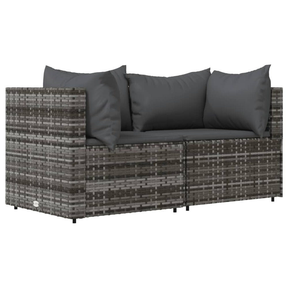VIDAXL Canapés D'angle De Jardin Et Coussins 2 Pcs Gris Résine Tressée